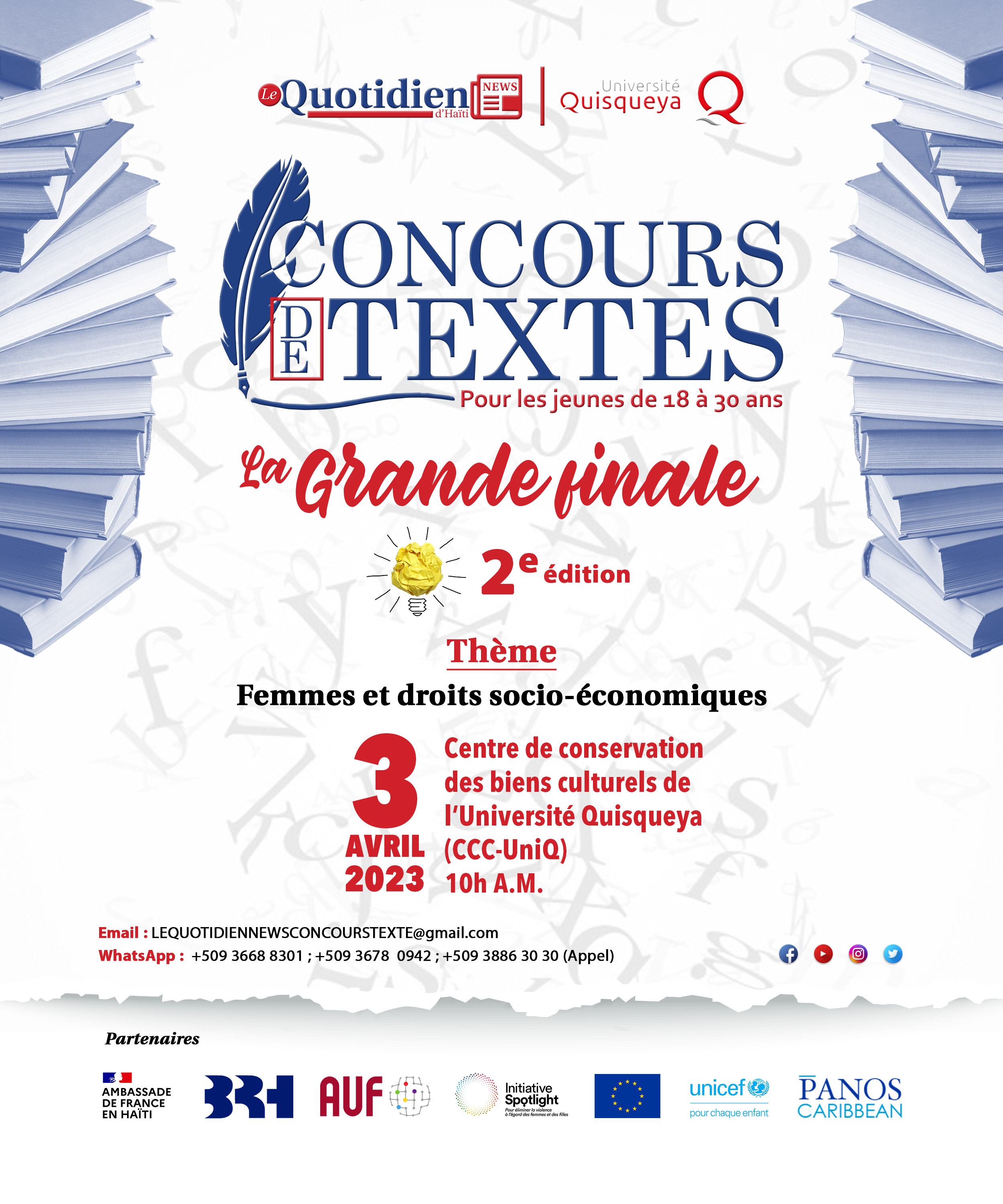 Affiche Grande Finale Concours de texte 2eE LeQN